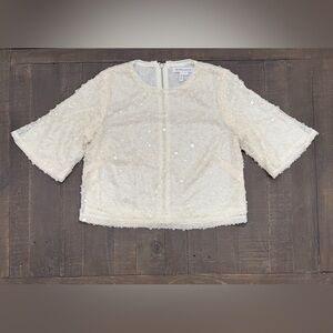 BCBGeneration Ivory Sparkling Sequin Elegant Party Top